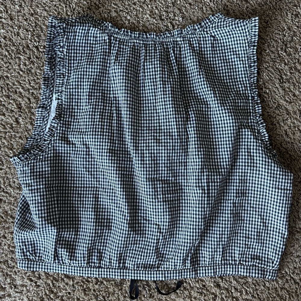 NWT GAP x DÔEN Navy Gingham Crop Tank Top, Large, RARE SOLD OUT collection - Picture 7 of 10